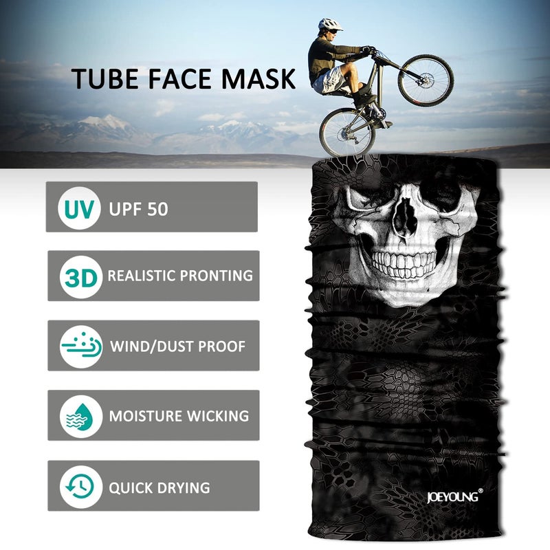 JOEYOUNG Skull Face Mask UV Sun Dust Neck Gaiter Bandana Headwear Motorcycle - Image 2